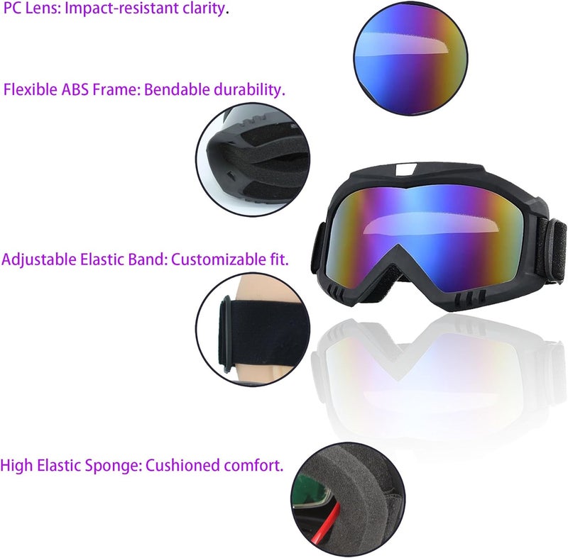 CROSSBODY Motorcycle Helmet Riding Goggles Glasses with Removable Face Mask,Vintage Bullet Fight Motocross,Paintball Mask Anti Fog,Tactical Full Face Mask Ski Mask Goggles Detachable Adjustable - Image 3